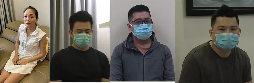 Các bị can trong vụ án: Phạm Thị Mai Ngân, Nguyễn Đắc Quý, Huỳnh Long Nhu và Huỳnh Long Bạch (từ trái qua). Ảnh: KM truy-to-43-bi-can-trong-duong-day-danh-bac-cuc-lon-nup-bong-dau-tu-tien-ao.jpeg